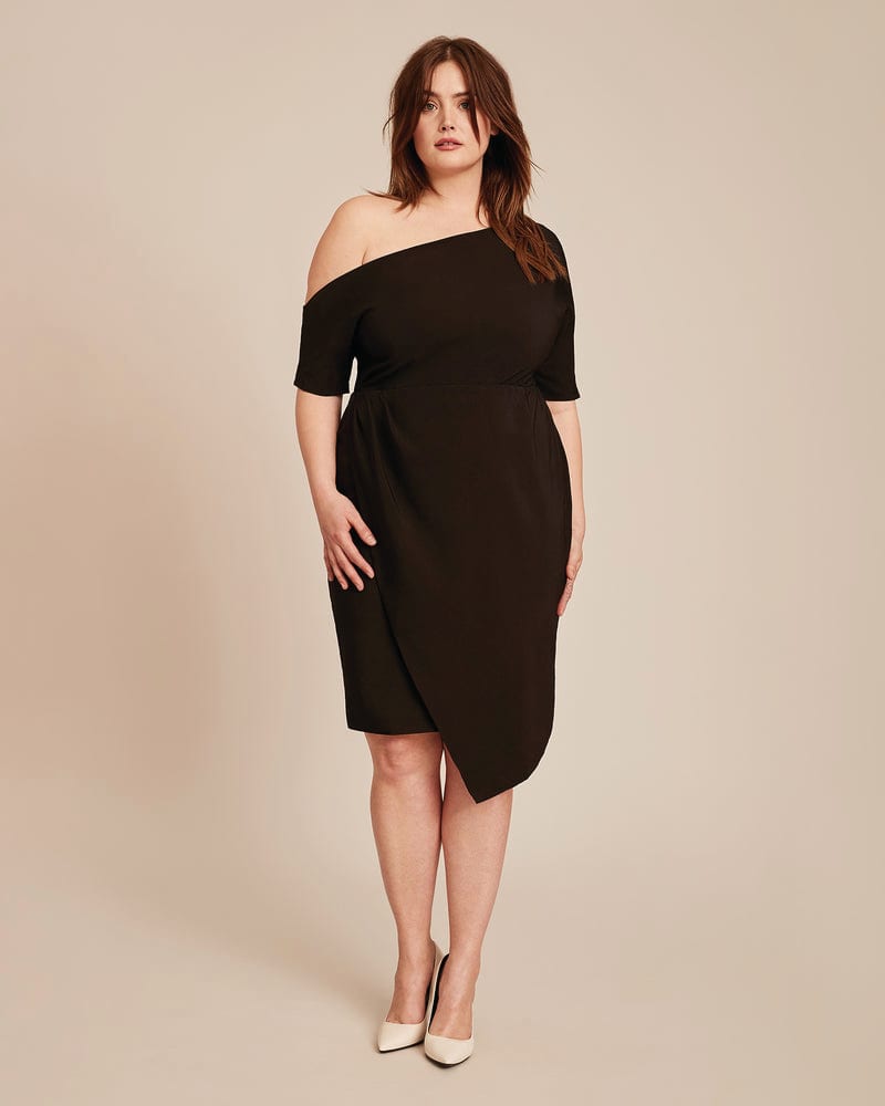 Plus Size Adeline Off The Shoulder Midi Dress Black
